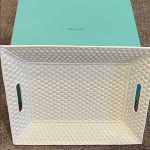 Tiffany & Co. White Basketweave Tray